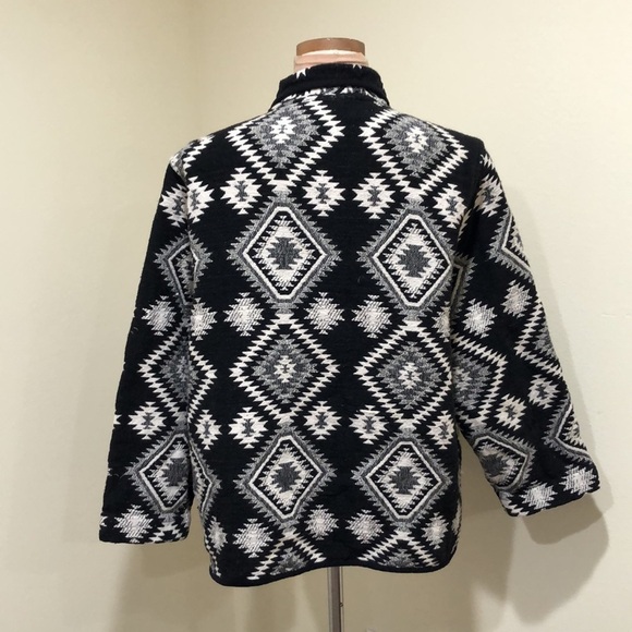 Vintage Jane Ashley Blazer Size 14 Black Tribal Southwest Pattern - Picture 6 of 12